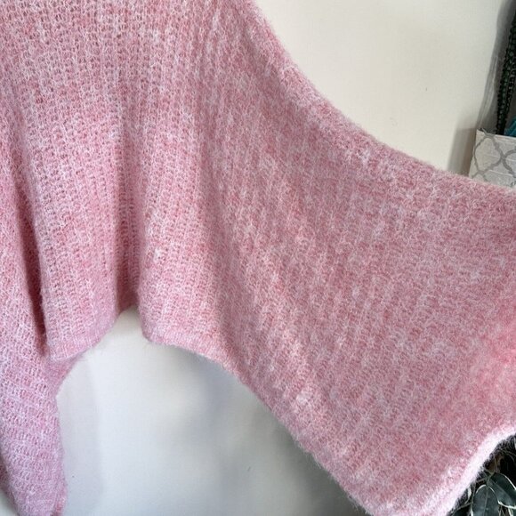 Anthropologie Funnel Turtleneck Neck Poncho One Size Knit Soft Pink Oversized - Picture 8 of 10